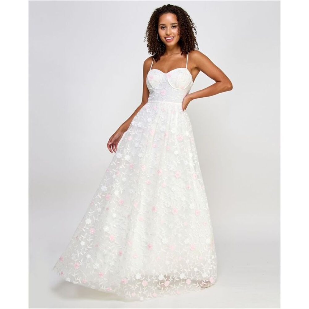 City Studio Womens Embroidered Gown Bustier Dress, Pink, Juniors, 11/12, DM